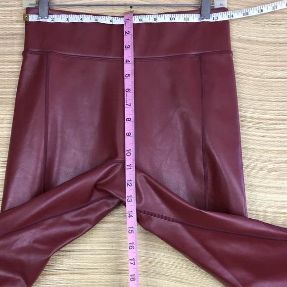 A.L.C. Emile Faux Leather Cropped Leggings Pull-on Pants In Dark Cherry Red Sz 8 - Picture 11 of 12